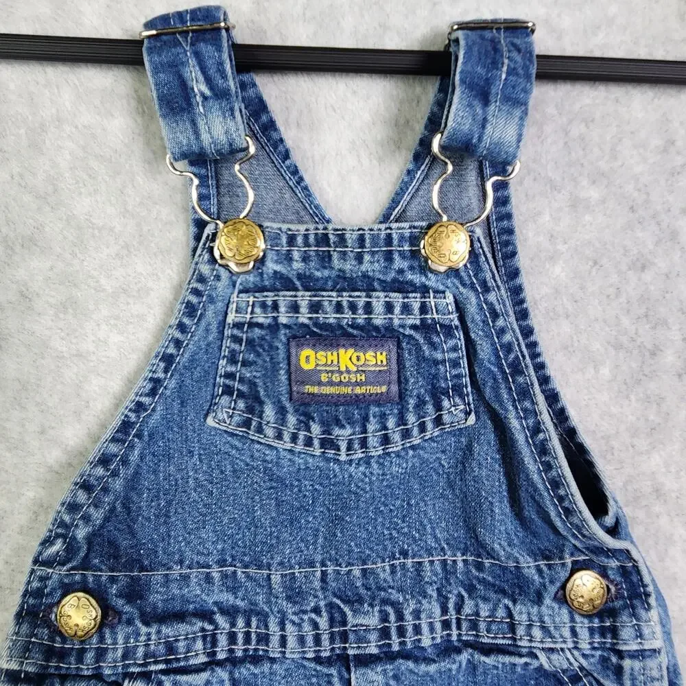 VTG Oshkosh Bib Overalls Jumper Dress Vestbak Toddler 18mo Horses Country Cotton